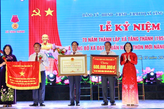 Xã Tăng Thành kỷ niệm 70 năm thành lập và đón bằng công nhận nông thôn mới nâng cao