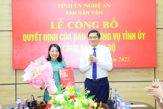 Điều động, phân công, bổ nhiệm Bí thư Huyện ủy Hưng Nguyên giữ chức Phó Trưởng Ban Dân vận Tỉnh ủy Nghệ An