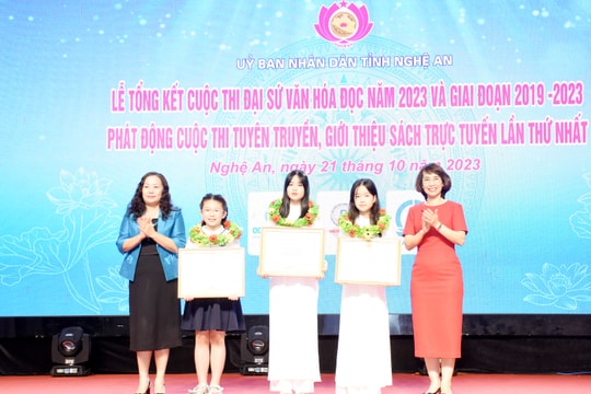 Nghệ An trao 54 giải thưởng của Cuộc thi Đại sứ Văn hóa đọc năm 2023