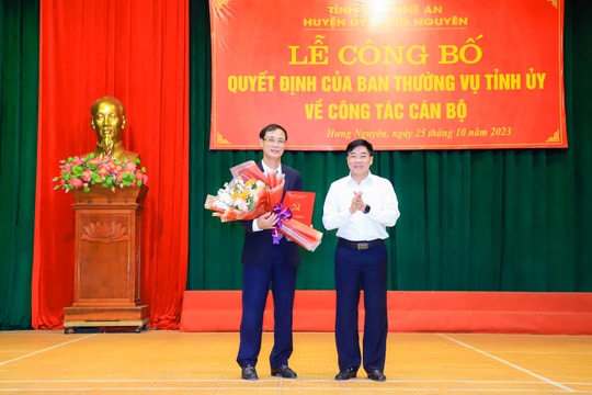 Điều động, phân công, chỉ định Giám đốc Sở Xây dựng Nghệ An giữ chức Bí thư Huyện ủy Hưng Nguyên