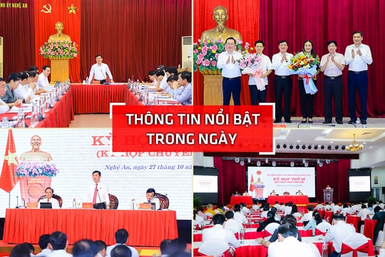 Nghệ An: Thông tin nổi bật ngày 27/10