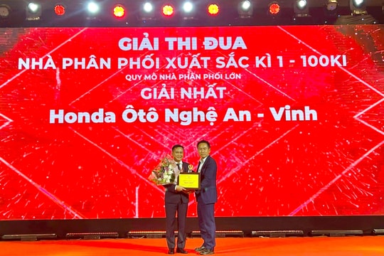 Honda Ôtô Vinh đạt giải ‘Nhà phân phối xuất sắc nhất của Honda Việt Nam 6 tháng đầu năm 2023’