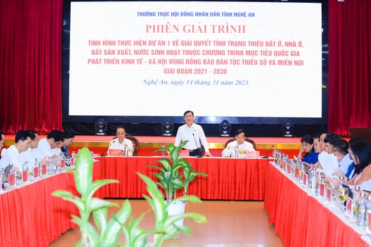 Thường trực HĐND tỉnh tổ chức Phiên giải trình về giải quyết tình trạng thiếu đất, nhà ở, nước sinh hoạt ở vùng đồng bào dân tộc thiểu số, miền núi