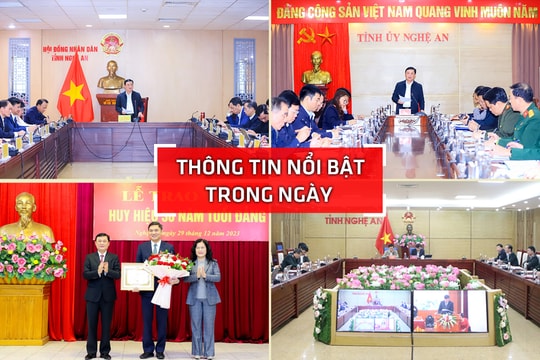 Nghệ An: Thông tin nổi bật ngày 29/12