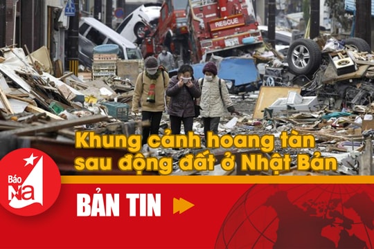Khung cảnh hoang tàn sau động đất ở Nhật Bản