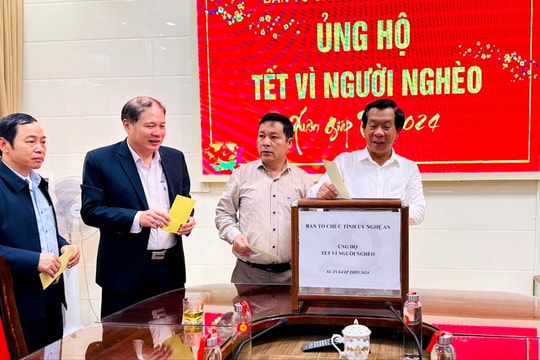 Ban Tổ chức Tỉnh ủy ủng hộ Tết Vì người nghèo - Xuân Giáp Thìn 40 triệu đồng 