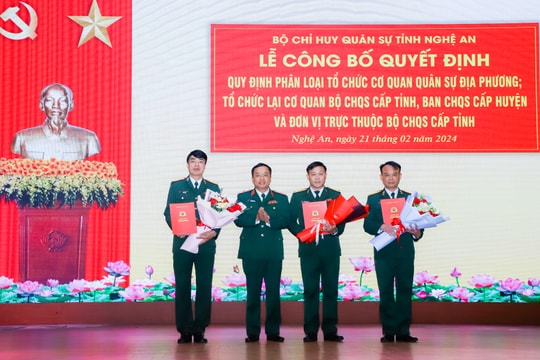 Công bố quyết định sáp nhập, tổ chức lại cơ quan Bộ Chỉ huy Quân sự tỉnh