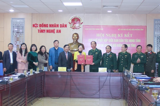 Ký kết Quy chế phối hợp giữa Ban Dân tộc HĐND tỉnh và Bộ Chỉ huy Bộ đội Biên phòng tỉnh