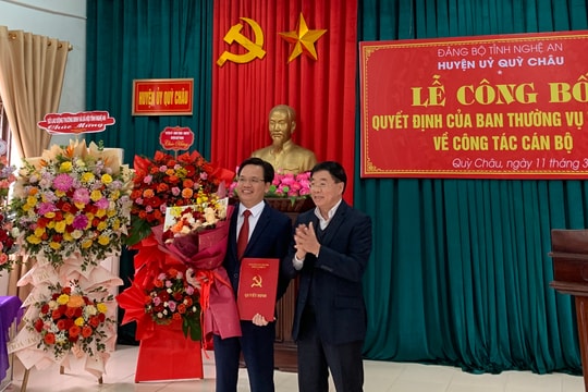 Quỳ Châu công bố quyết định bổ sung Phó Bí thư Huyện ủy