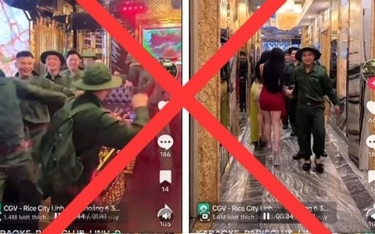 Xử lý nghiêm việc sử dụng trang phục thanh niên xung phong gây phản cảm của quán Karaoke Paris Club-Hud 2