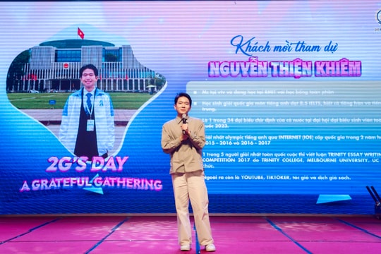 KOL Khiêm Slays lần đầu làm diễn giả trong Lễ Tri ân - Vinh danh 200 học sinh xuất sắc của 2G Education tại Nghệ An