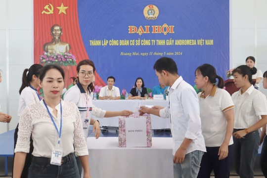 Đại hội thành lập công đoàn cơ sở đầu tiên tại Khu công nghiệp Hoàng Mai 1