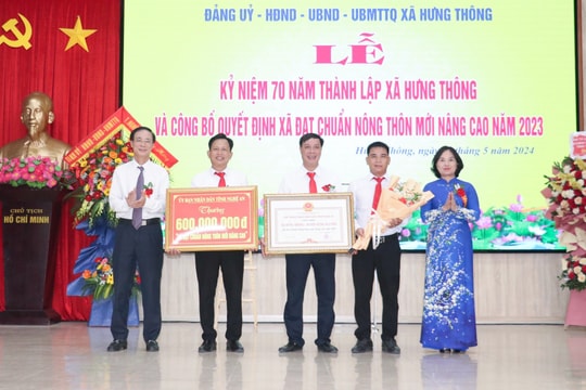 Xã Hưng Thông (huyện Hưng Nguyên) kỷ niệm 70 năm thành lập và đón nhận chuẩn nông thôn mới nâng cao