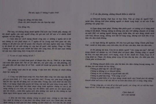 Thư Chủ tịch Hồ Chí Minh gửi các đồng chí tỉnh nhà