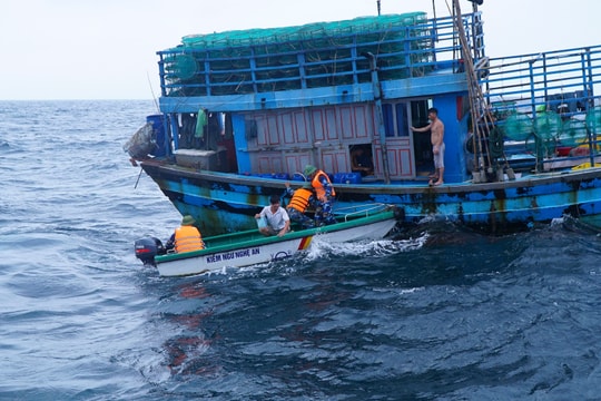 Bị phát hiện vi phạm, tàu cá bất hợp tác với đoàn liên ngành chống khai thác hải sản trái phép