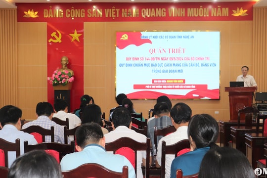 Đảng ủy Khối Các cơ quan tỉnh quán triệt Quy định 144 về chuẩn mực đạo đức cách mạng giai đoạn mới