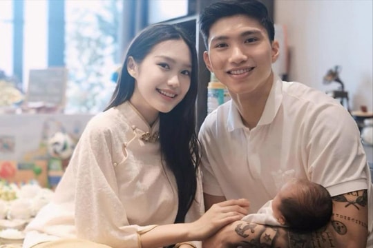 Đoàn Văn Hậu và Doãn Hải My bất ngờ khoe con đầu lòng đầy tháng