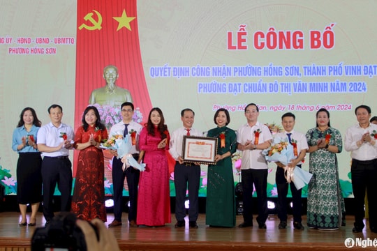 Phường Hồng Sơn đạt chuẩn đô thị văn minh đầu tiên của TP. Vinh