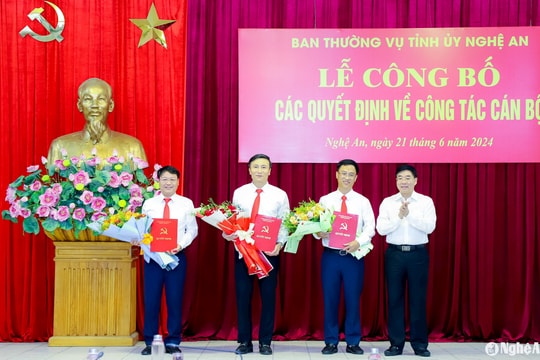 Ban Thường vụ Tỉnh ủy Nghệ An công bố các quyết định về công tác cán bộ