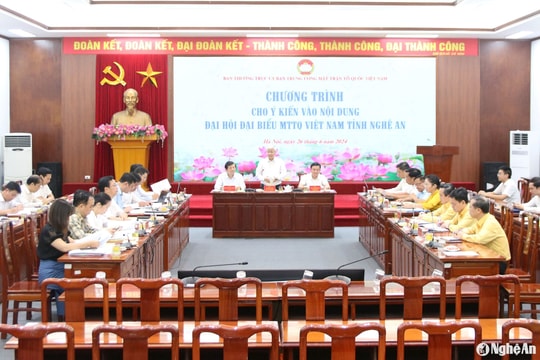 Ban Thường trực Ủy ban Trung ương MTTQ Việt Nam cho ý kiến Đại hội đại biểu Mặt trận Tổ quốc tỉnh Nghệ An