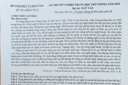 Đáp án tham khảo môn Ngữ văn thi tốt nghiệp THPT 2024