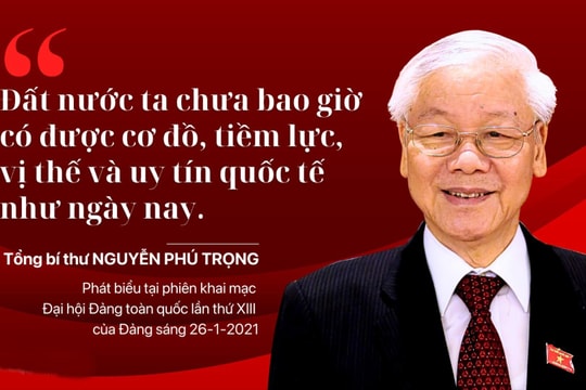 'Đất nước ta chưa bao giờ có được cơ đồ, tiềm lực, vị thế và uy tín quốc tế như ngày nay'