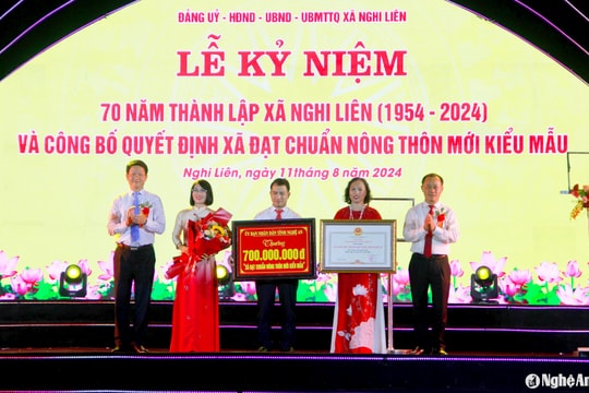 Xã Nghi Liên kỷ niệm 70 năm thành lập, đón nhận xã đạt chuẩn nông thôn mới kiểu mẫu về văn hóa