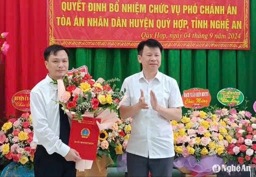 Đồng chí Phan Quang Sơn được bổ nhiệm Phó Chánh án Tòa án nhân dân huyện Quỳ Hợp