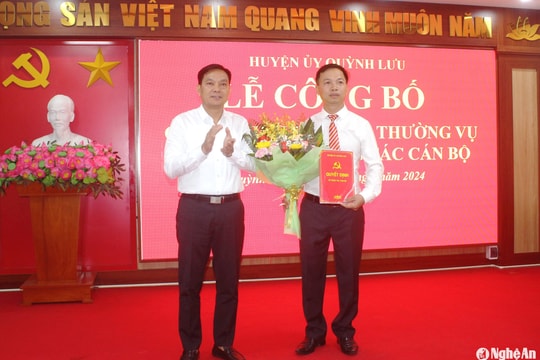 Đồng chí Đinh Văn Định được bổ nhiệm giữ chức Chánh Văn phòng Huyện ủy Quỳnh Lưu