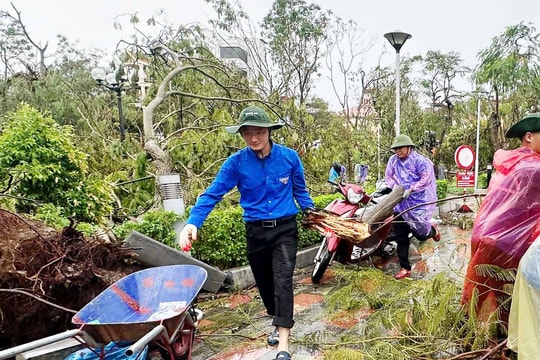100 thanh niên tình nguyện Nghệ An hỗ trợ người dân Hải Phòng khắc phục hậu quả sau bão số 3