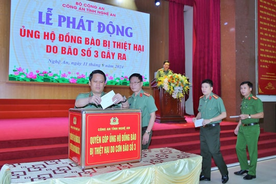 Công an tỉnh Nghệ An phát động ủng hộ đồng bào bị thiệt hại do bão số 3