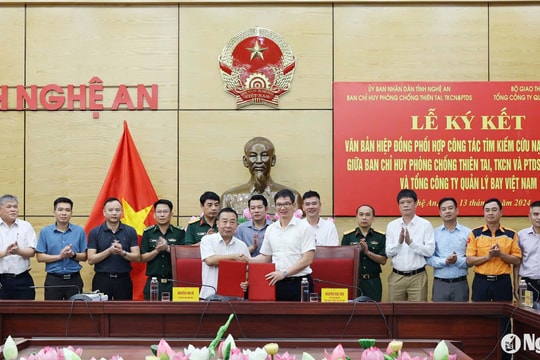 Nghệ An ký kết Hiệp đồng phối hợp tìm kiếm cứu nạn hàng không