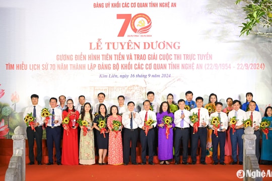 Đảng ủy Khối Các cơ quan tỉnh Nghệ An tuyên dương các gương điển hình tiên tiến