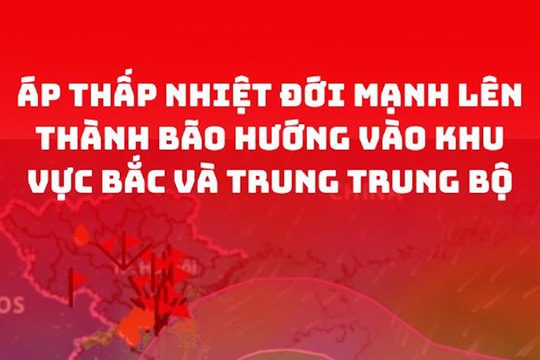 Áp thấp nhiệt đới mạnh lên thành bão hướng vào khu vực Bắc và Trung Trung Bộ