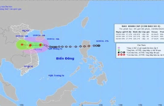 Tin bão khẩn cấp (Cơn bão số 4): Nghệ An có gió mạnh dần lên cấp 5 - cấp 6, giật cấp 7