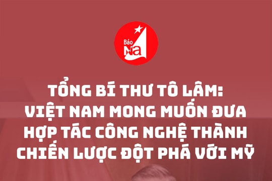 Tổng Bí thư Tô Lâm: Việt Nam mong muốn đưa hợp tác công nghệ thành chiến lược đột phá với Mỹ