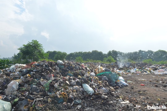 Rác thải đổ đầy đê sông Bùng ở Diễn Châu