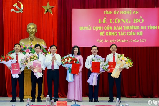 Tỉnh ủy Nghệ An công bố các quyết định về công tác cán bộ