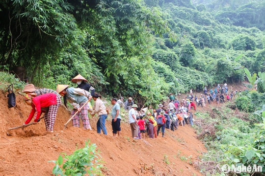 Dân bản vùng cao Tương Dương cùng nhau bạt núi mở đường