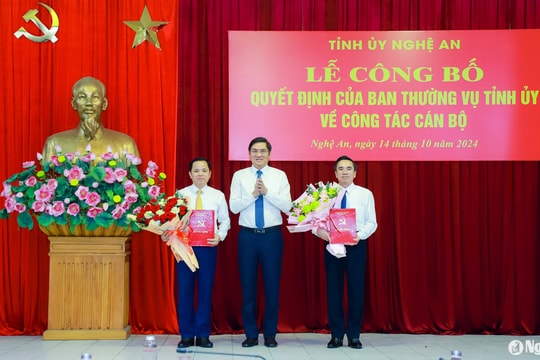 Tỉnh ủy Nghệ An công bố các quyết định về công tác cán bộ
