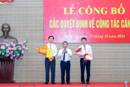 Nghệ An công bố các quyết định về công tác cán bộ