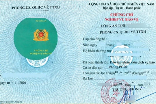 Sử dụng chứng chỉ nghiệp vụ bảo vệ giả, 2 người ở Nghệ An bị phạt 60 triệu đồng