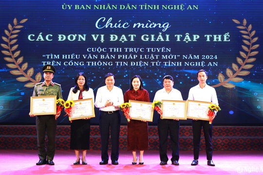 Nghệ An tổng kết, trao giải cuộc thi trực tuyến 'Tìm hiểu văn bản pháp luật mới' năm 2024