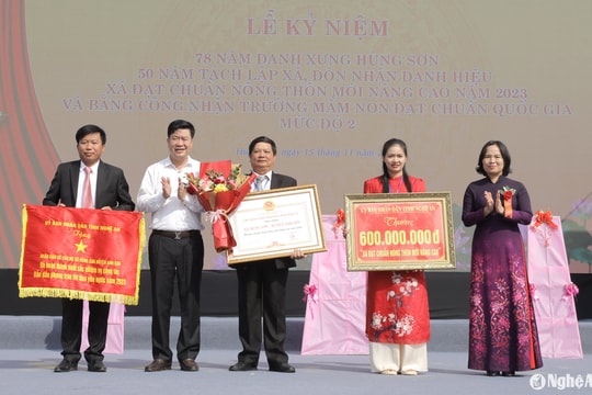 Xã Hùng Sơn (Anh Sơn) kỷ niệm 50 năm tách lập và đón Bằng công nhận xã đạt chuẩn nông thôn mới nâng cao