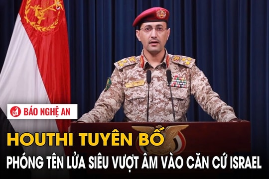 Houthi tuyên bố phóng tên lửa siêu vượt âm vào căn cứ Israel