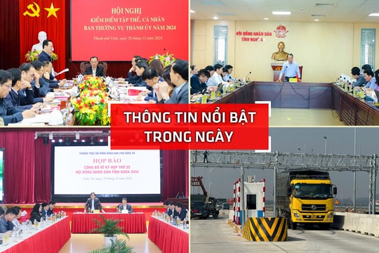 Nghệ An: Thông tin nổi bật ngày 29/11
