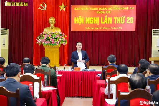 Ban Chấp hành Đảng bộ tỉnh Nghệ An tổ chức hội nghị lần thứ 20
