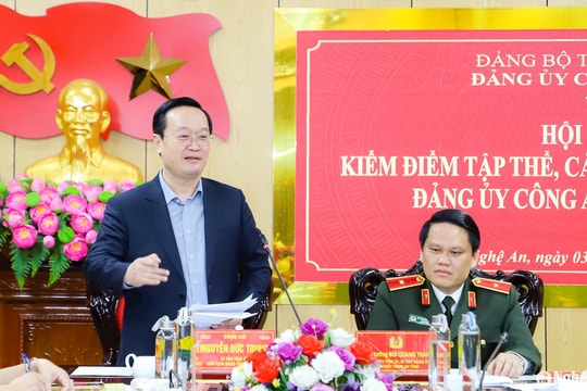 Bí thư Tỉnh ủy, Chủ tịch UBND tỉnh Nguyễn Đức Trung dự, chỉ đạo kiểm điểm Ban Thường vụ Đảng ủy Công an Nghệ An