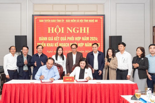 Ban Tuyên giáo Tỉnh ủy và Bảo hiểm xã hội tỉnh Nghệ An đánh giá kết quả phối hợp năm 2024
