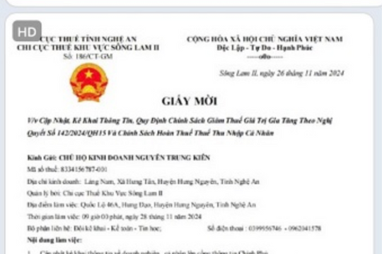 Cảnh báo đối tượng mạo danh cơ quan thuế gửi giấy mời giả